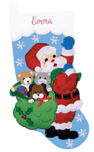 Santa Toy Bag Stocking Christmas Felt Kit By  Design Works