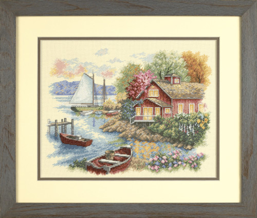 Peaceful Lake House Counted Cross Stitch Kit by Dimensions