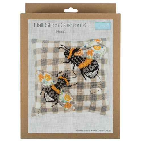 Half Cross Stitch Kit: Cushion: Bees By Trimits