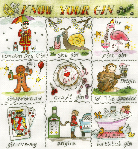 Know Your Gin Counted Cross Stitch Kit By Bothy Threads