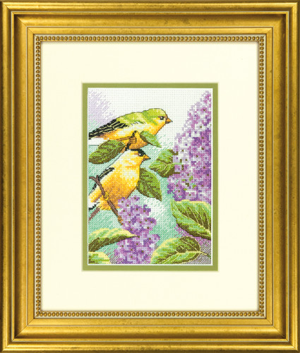 Goldfinch and Lilacs Mini Counted Cross Stitch Kit by Dimensions