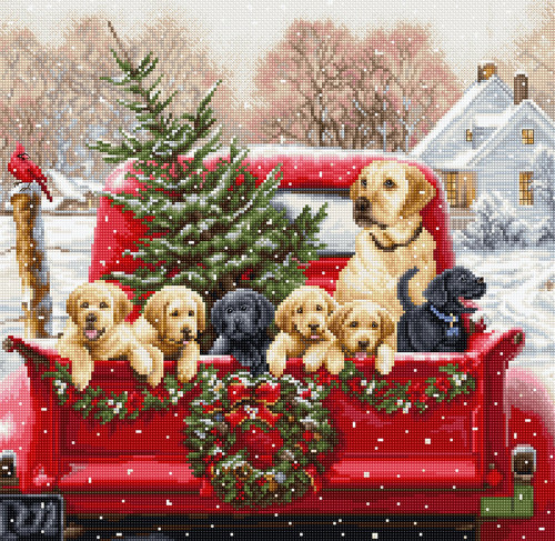 Labs Truck Christmas Cross Stitch Kit By Luca S