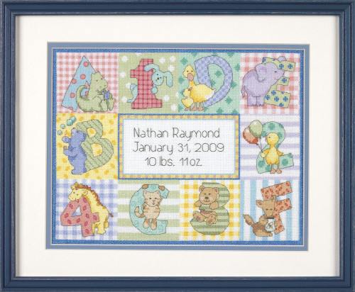 Zoo Alphabet Birth Record Counted Cross Stitch Kit by Dimensions