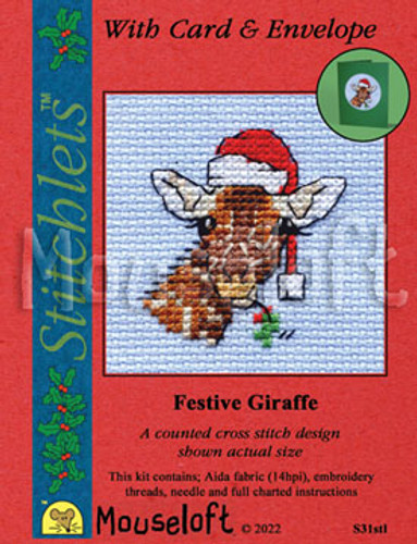 Festive Giraffe Cross Stitch Kit by Mouseloft