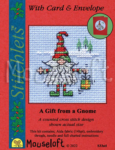 A Gift from a Gnome Cross Stitch Kit by Mouseloft