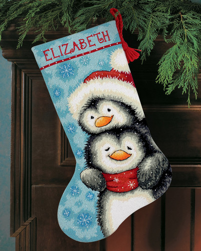 Hugging Penguins Stocking Needlepoint Kit by Dimensions