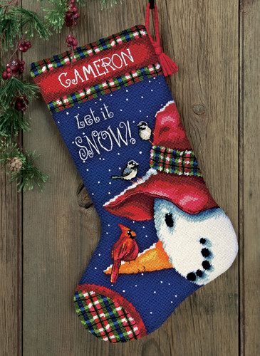 Snowman Perch Stocking Needlepoint Kit by Dimensions