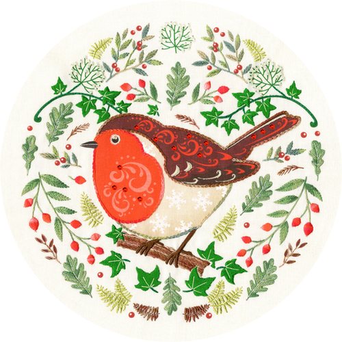 Folk Robin Embroidery Kit by Kathy Pilcher