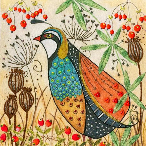 Partridge Flight of Fancy Embroidery Kit by Linda Hoskin