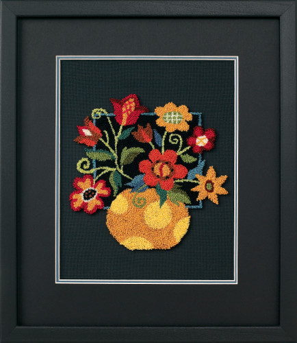 Floral On Black Punch Needle Kit by Dimensions