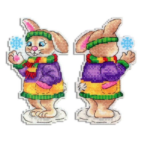 Bunny With Snowflake Cross Stitch Kit On Plastic Canvas By MP Studia
