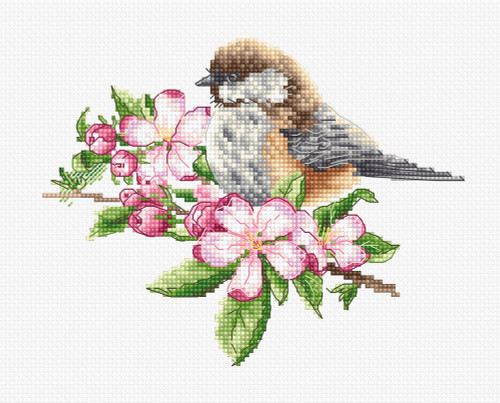 Sparrow on a Branch Counted Cross Stitch Kit By Luca S