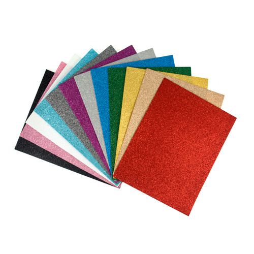 Felt: Acrylic: 30 x 23cm: Glitter: Assorted Colours: 12 Pieces