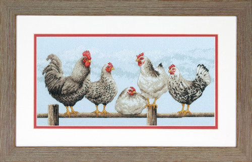 Black and White Hens Counted Cross Stitch Kit by Dimensions