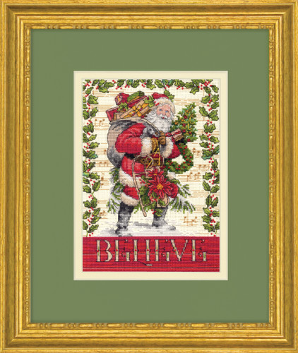 Believe in Santa Counted Cross Stitch Kit: Gold: By Dimensions