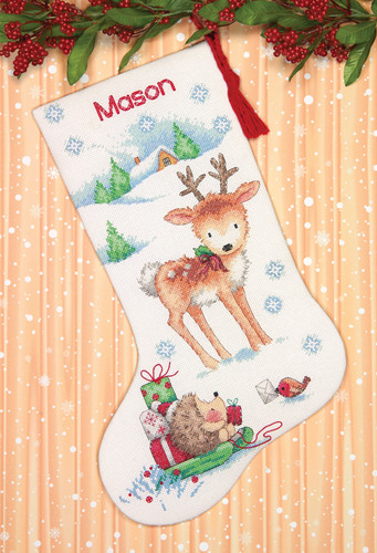 Reindeer and Hedgehog Stocking Counted Cross Stitch Kit by Dimensions