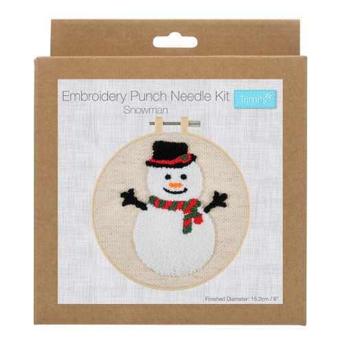 Punch Needle Kit: Floss and Hoop: Snowman