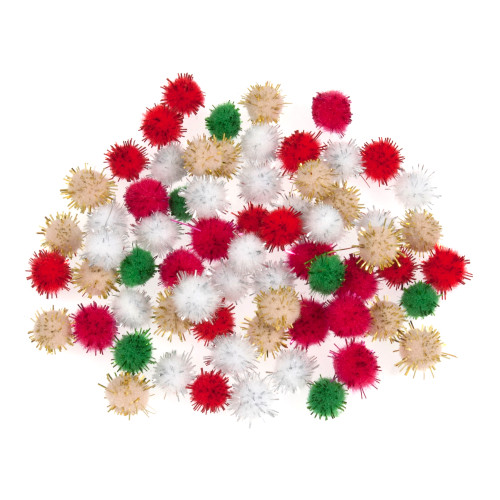 Pom Poms: 0.7cm: Metallic Assorted: Pack of 100 by Trimits