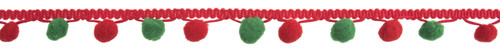 Trim: Pom Pom 20m x 25mm: Red & Green by Trimits