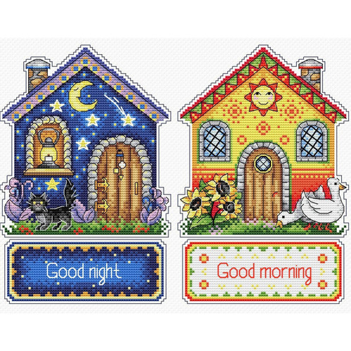 House of the Moon and Sun Counted Cross Stitch Kit on Plastic Canvas By MP Studia