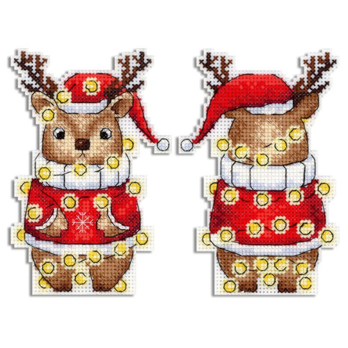 Christmas Reindeer Counted Cross Stitch Kit On Plastic Canvas By MP Studia