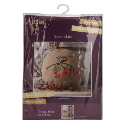 Round Cushion: Vintage Birds Embroidery Kit