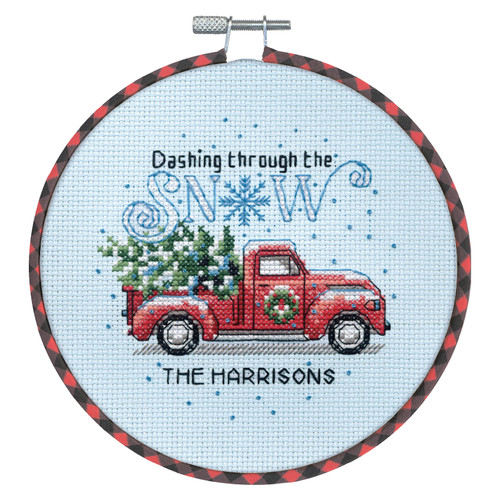 Holiday Family Truck Counted Cross Stitch Kit with Hoop by Dimensions