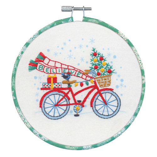 Holiday Bicycle Embroidery Kit with Hoop By Dimensions