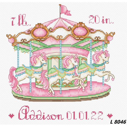Baby Girl Carousel Counted Cross Stitch Kit By Letistitch
