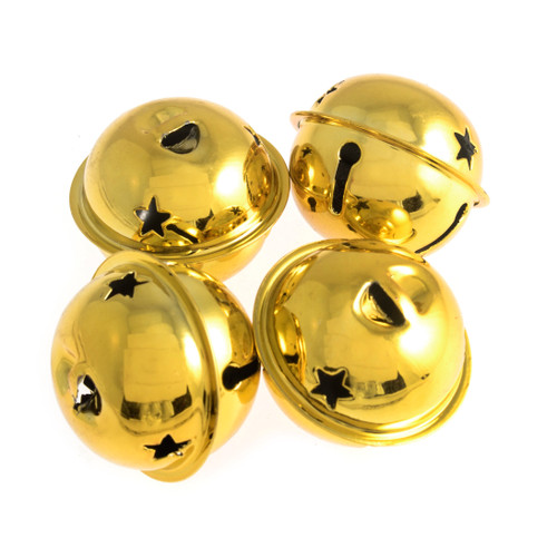 Bells: Jingle: Star: 40mm: 4 Pieces: Gold by Trimits