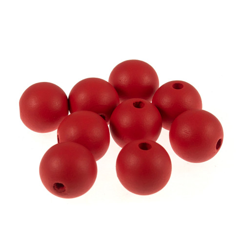 Wooden Craft Beads: Round: 25mm: Red: 9 Pieces by Trimits