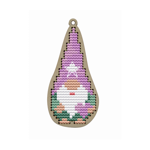 Cute Gnome Counted Cross Stitch Kit On Wood By Kind Fox