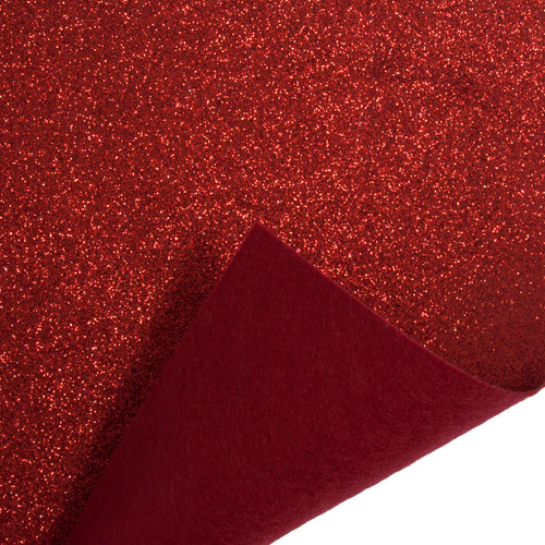Glitter Felt Fabric Roll: 1 roll 5m x 90cm: Red by Trimits