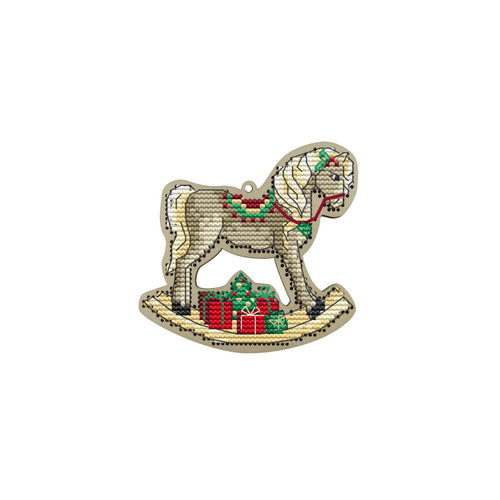 Christmas Horse Counted Cross Stitch Kit On Wood By Kind Fox