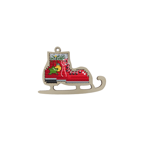 Red Christmas Skate Counted Cross Stitch Kit By Kind Fox
