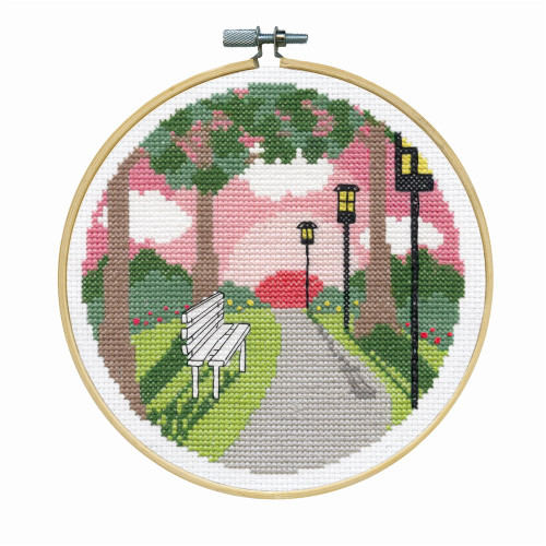 Park Sunset with Hoop Counted Cross Stitch Kit By Design Works