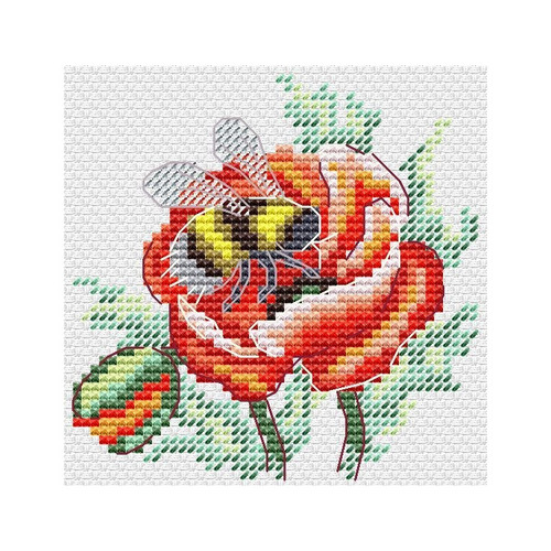 Poppy and Bumblebee Count Cross Stitch Kit By MP Studia