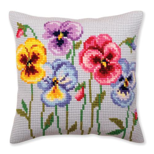 Pansies Chunky Cushion Cross Stitch By Collection D'Art