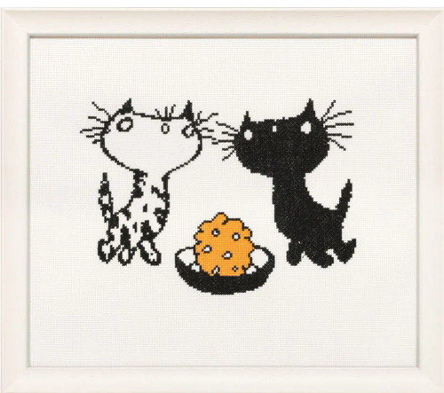 Kit cats and Bowl Cross Stitch Kit By Pako