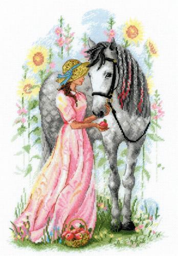 Girl with Horse Counted Cross Stitch Kit by Riolis