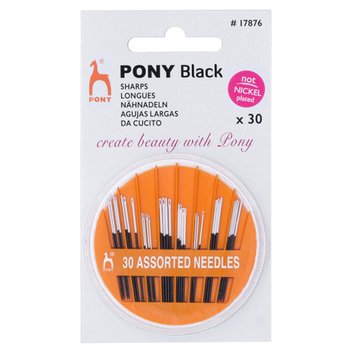 Hand Sewing Needles: Assorted: Black with White Eye: Sharps: Assorted