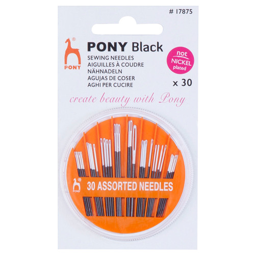 Hand Sewing Needles: Assorted: Black with White Eye: Assorted Types and Sizes