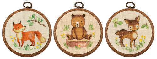 Miniature Forest Animals: Set of 3 Counted Cross Stitch Kit by Vervaco