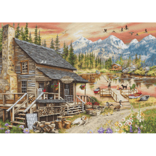Log Cabin General Store Counted Cross Stitch Kit By Luca-S