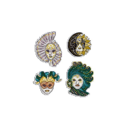 Venetian Masks Magnet Counted Cross Stitch Kit by MP Studia