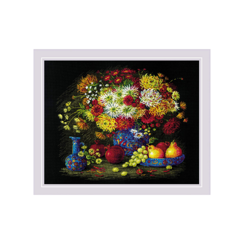 Still Life with Chrysanthemums Counted Cross Stitch Kit by Riolis