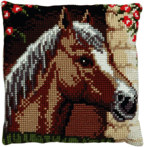 Horse Head Cross Stitch Cushion Kit By Pako