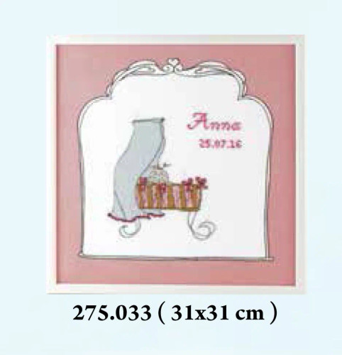 Baby Pram Pink border Cross Stitch Kit by Pako