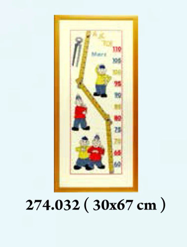 Handy Men Height Chart Cross Stitch Kit by Pako