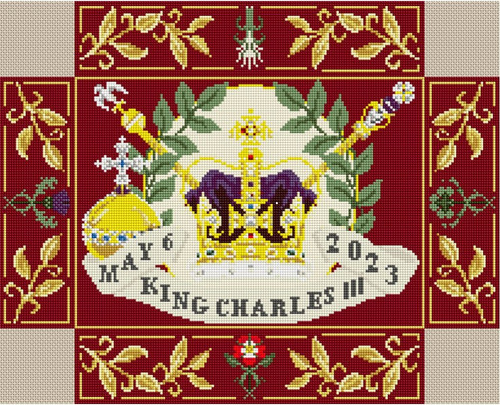 King Charles III Church kneeler on Light Red By Jacksons